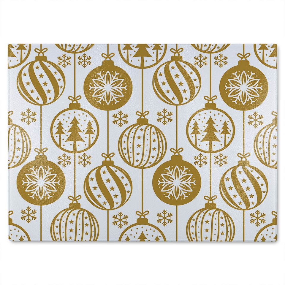 image 1 of Christmas Baubles Dining Glass Chopping Board | Multi