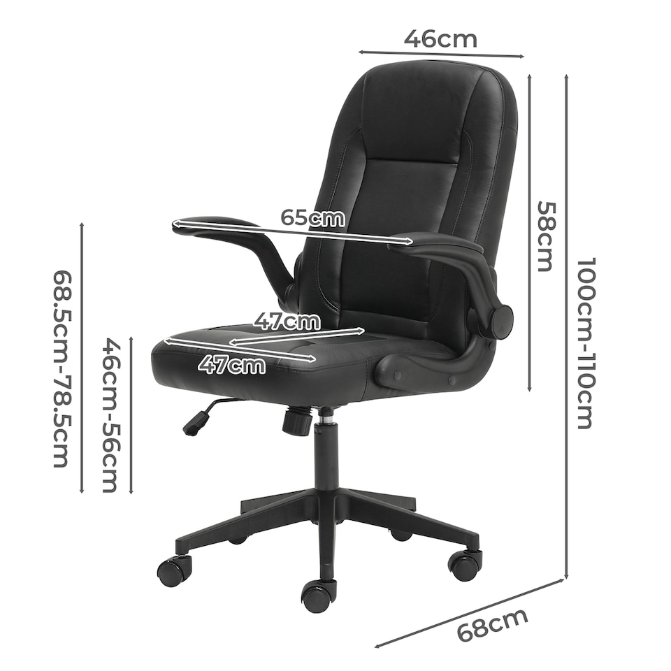 image 1 of Ergonomic Office Computer Chair PU Leather Swivel Recliner with Flip-Up Armrests
