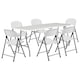 image 1 of Harbour Housewares Folding Camping Picnic Table & Chair Set - 180cm (6ft) - White | White | White