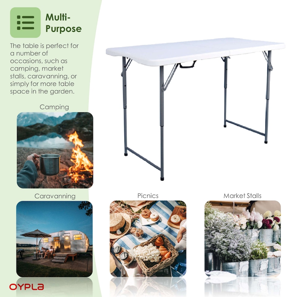 image 1 of 4ft 1.2m Folding Heavy Duty Outdoor Trestle Party Garden Table