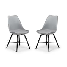 Rosedale Elegant Grey Seat & Black Legs Dining Chairs - Set of 2