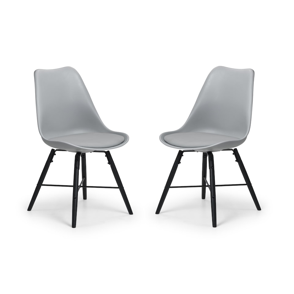 image 1 of Rosedale Elegant Grey Seat & Black Legs Dining Chairs - Set of 2