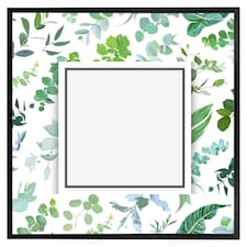 Green leaves (Picture Frame) Black | S