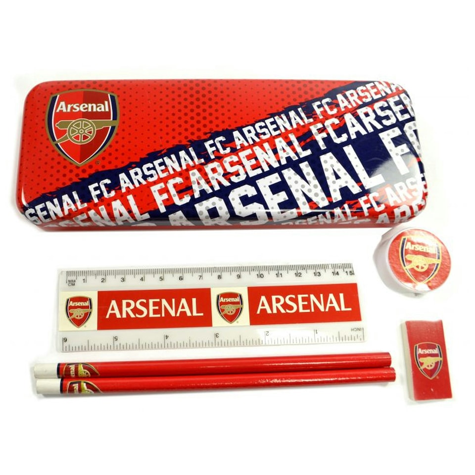 image 1 of Arsenal FC Crest Tin Stationery Set - Red/White/Blue - One Size