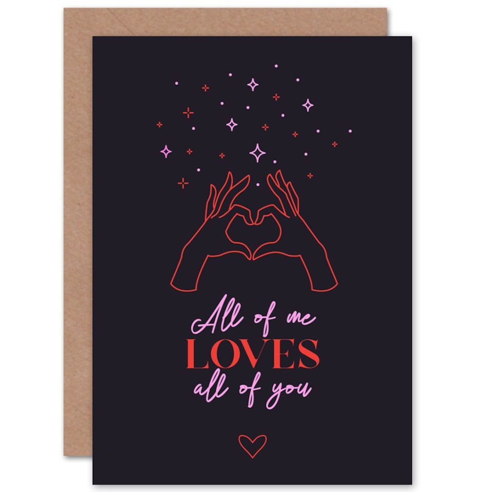 image 1 of Line Art Hand Loves All of You Heart Valentines Greetings Card