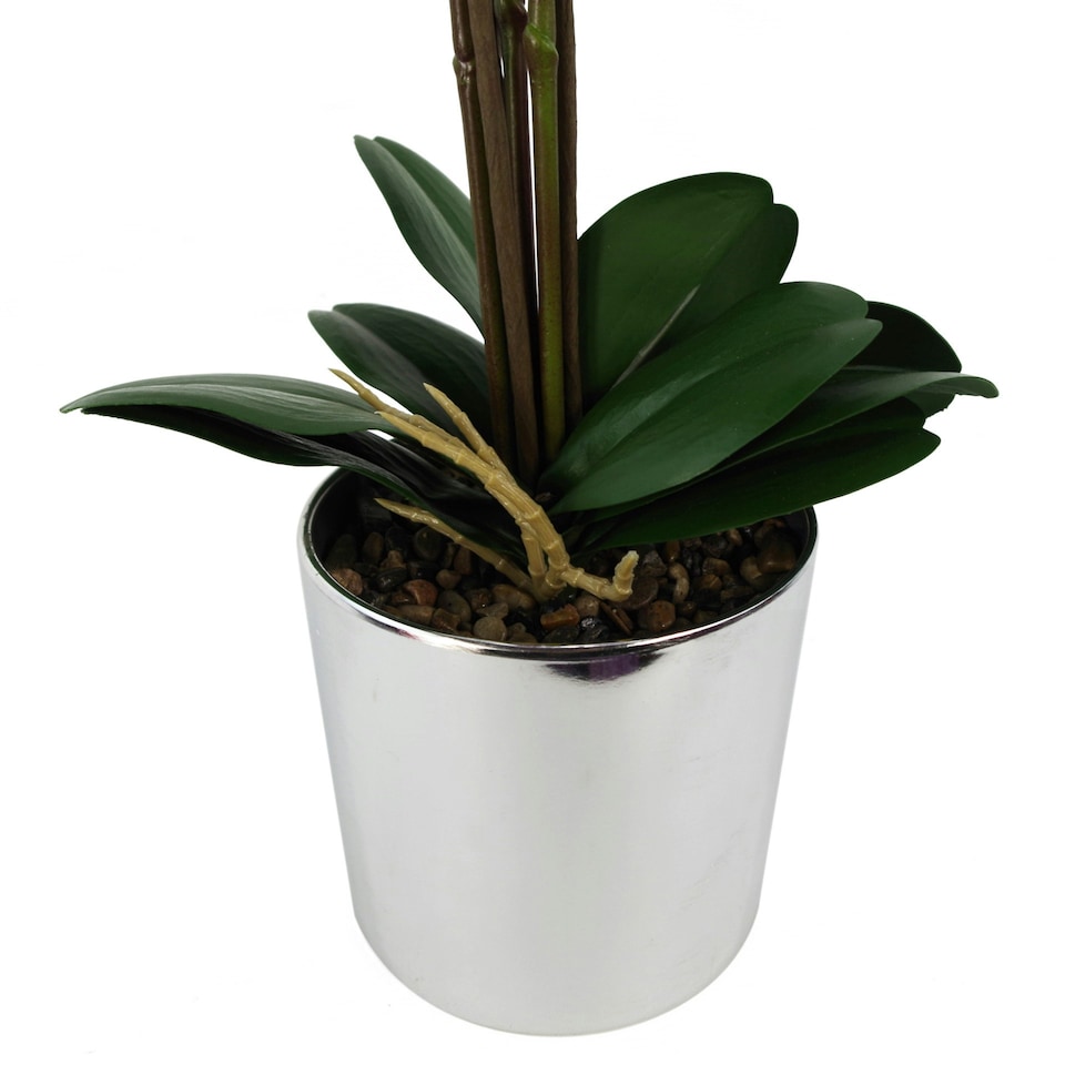 image 1 of Artificial Orchid Large White Silver 52cm