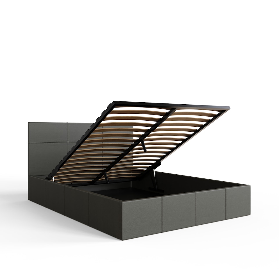 image 1 of End Lift Ottoman Storage Bed King Grey | Grey | Grey