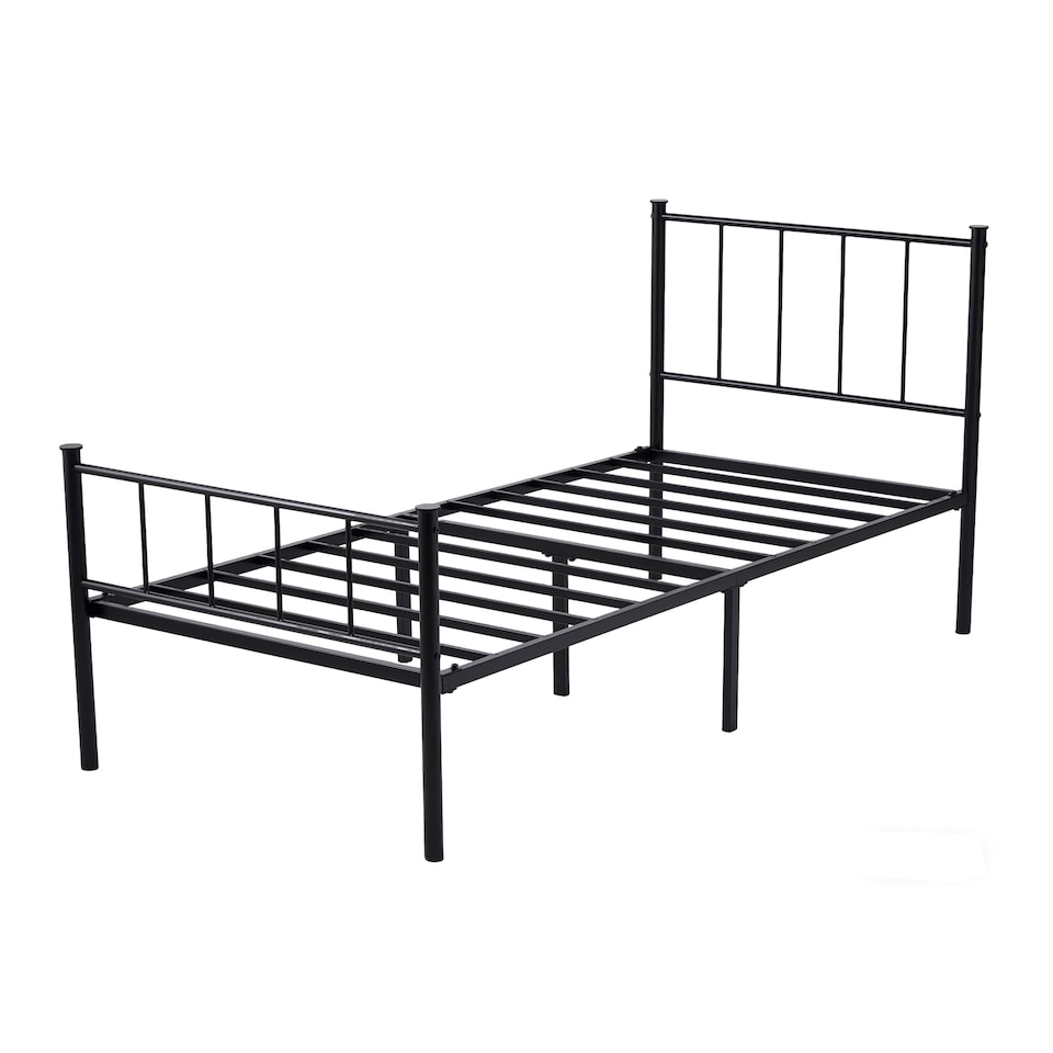 MCC Direct Single 3FT Black Metal Bed Frame with Headboard & Footboard Finn