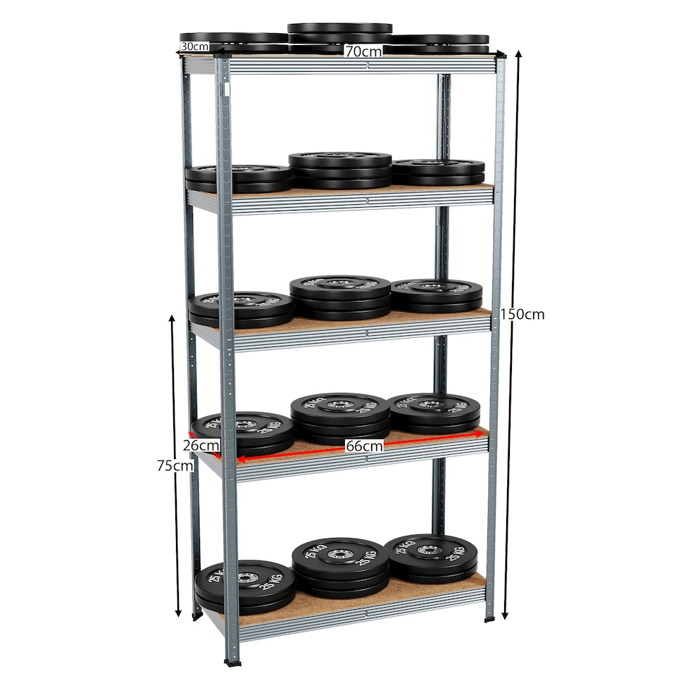 image 1 of Home Vida 5 Tier Heavy Duty Garage Shelves Adjustable Steel Shelving Storage Unit - Holds 875kg - Galvanised - 1 Bay