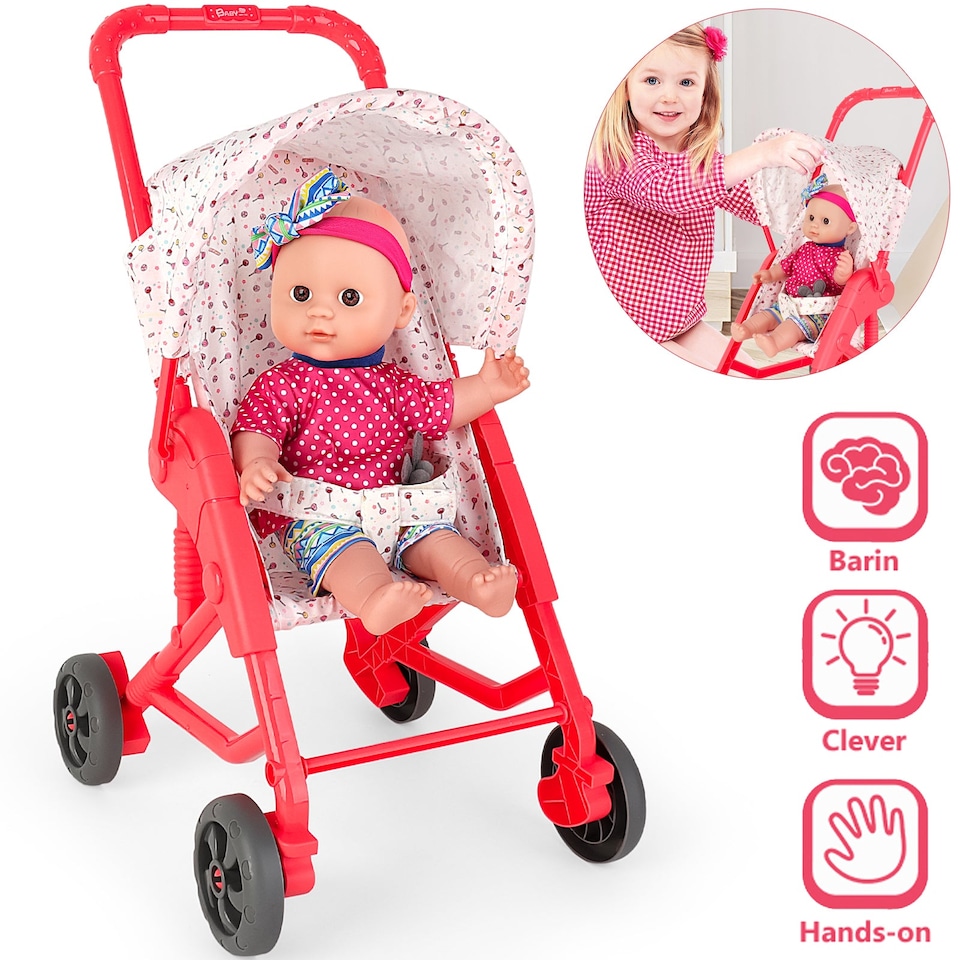 image 1 of Baby Doll Stroller Set Pushchair Doll Playset