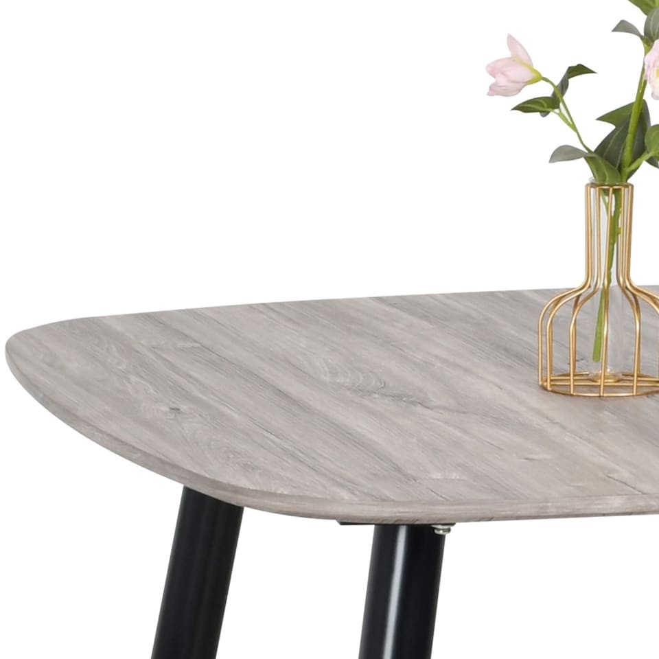 image 1 of Aspen Grey Oak Effect 80cm Square Dining Table with 2 Moulded Curve Design Chairs - Compact Kitchen and Dining Set | Grey | Grey Oak Effect | One Size | 1