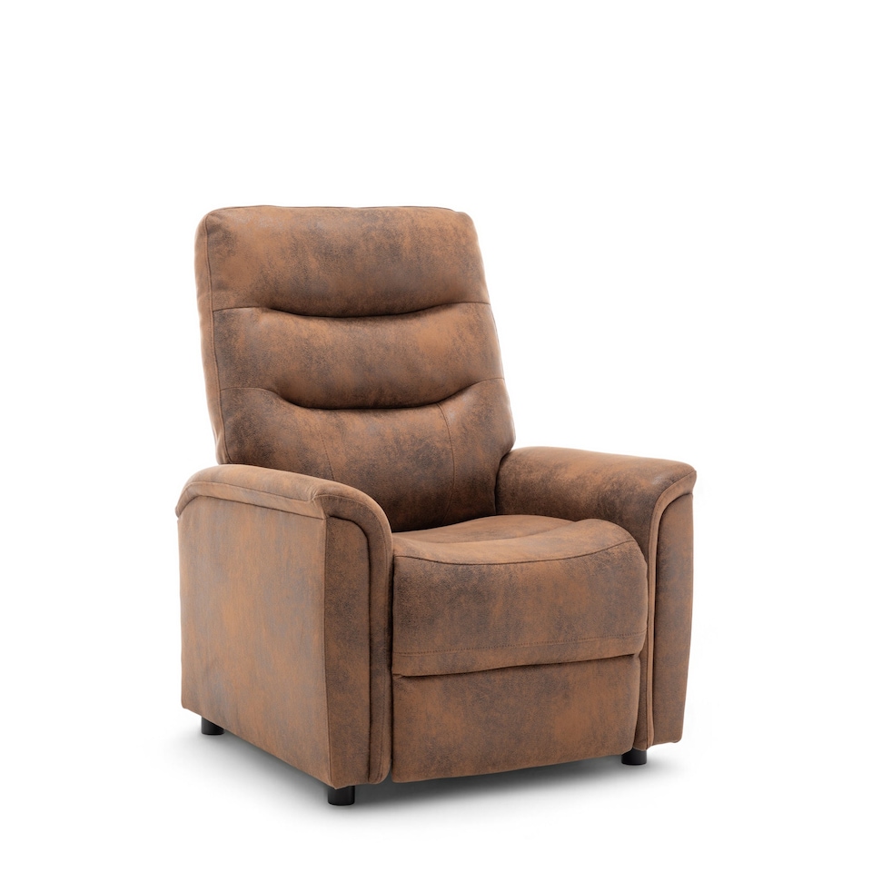 image 1 of Faux Leather Suede Brown Milazzo Recliner Chair