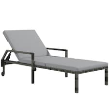 Outsunny Wicker Chaise Sun Lounger Garden with Adjustable Backrest