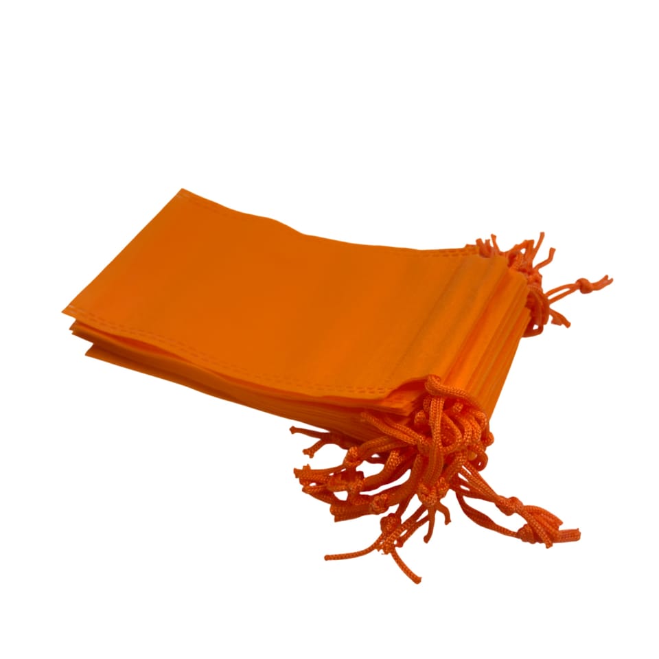 image 1 of Pack of 25 Orange Coloured 43x34cm Non-Woven Drawstring Bags | Orange