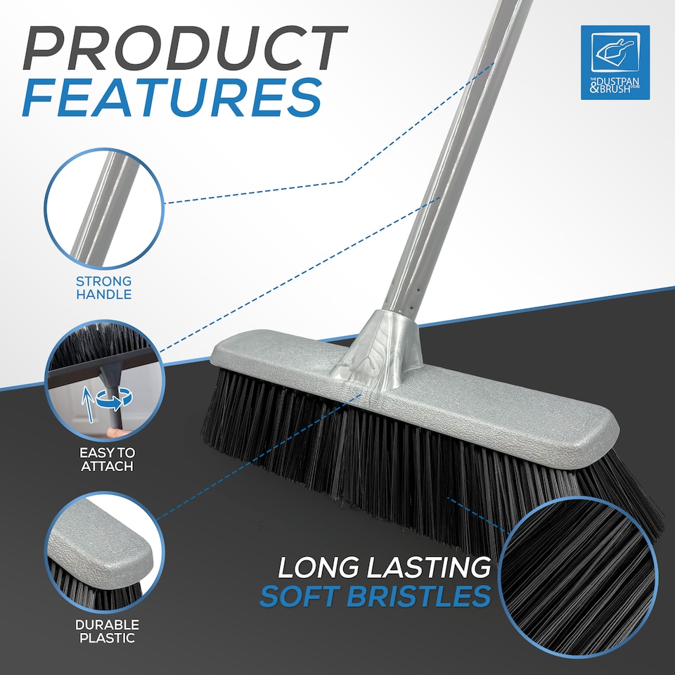 image 1 of Soft Indoor Silver Broom Sweeping Brush With Strong Handle Kitchen Brush