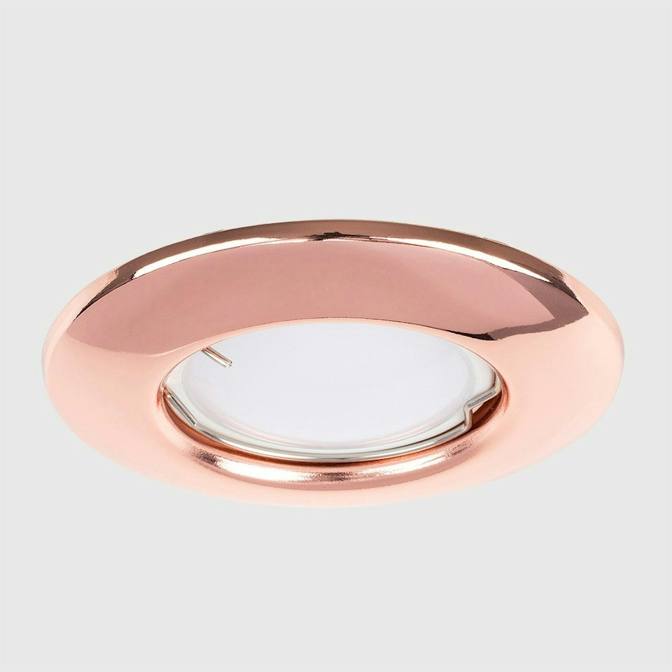 image 1 of ValueLights 10 Pack Fire Rated Copper Finish GU10 Ceiling Spotlight Downlight Fittings