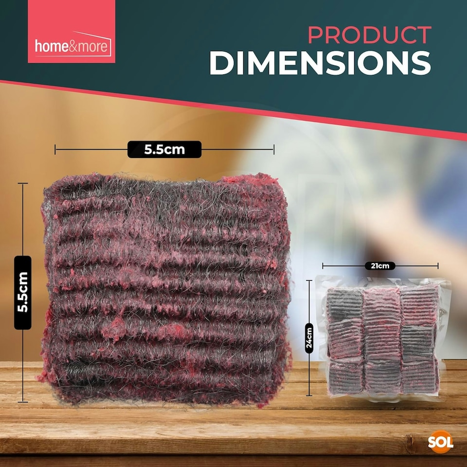 image 1 of SOL 15pk Steel Wool Scourer Pads, Heavy Duty Soap Filled Scouring Pads for Pots