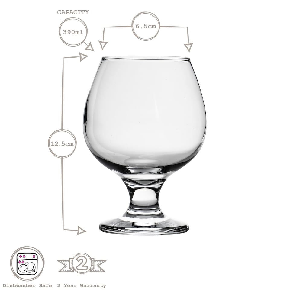 image 1 of LAV Misket Brandy Snifter Glasses - 390ml - Clear - Pack of 6 | Clear | Clear