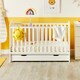 image 2 of Coleby Classic Cot Bed & Underdrawer - Convertible Cot, Birth to 4 Years, Adjustable Base & Teething Rails (White)