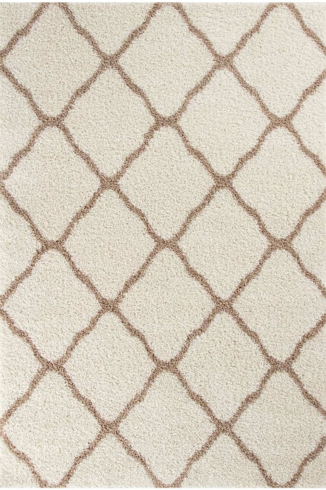 image 1 of The Rugs Moroccan Collection Soft High Pile Shaggy Lattice Floor Rugs and Runners Living Room