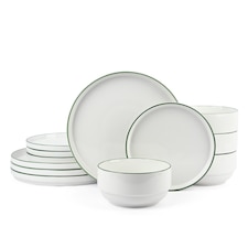 12pc Stackable Green Dinner Set