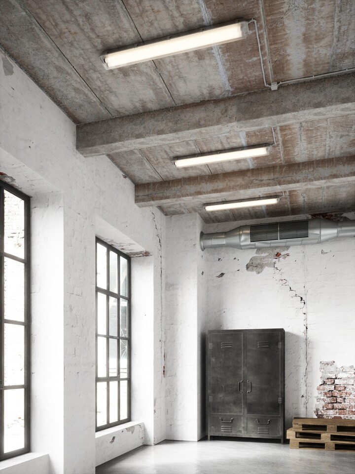 image 1 of Works Ip65 2x10W LED | Batten Light Fitting | Grey