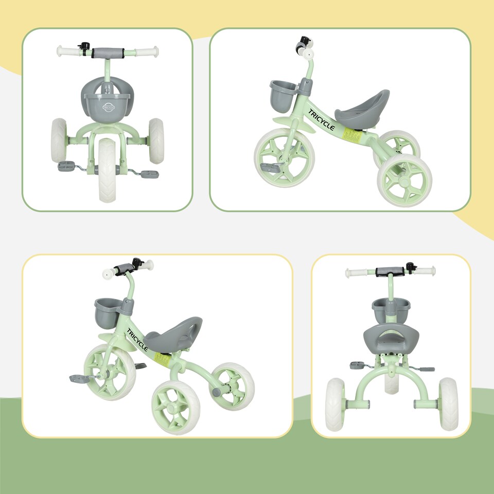 image 1 of AIYAPLAY Kids Trike for Ages 2-5 Years, Toddler Tricycle with Front Basket and EVA Wheels, Indoor & Outdoor Use, for Boys and Girls | Green