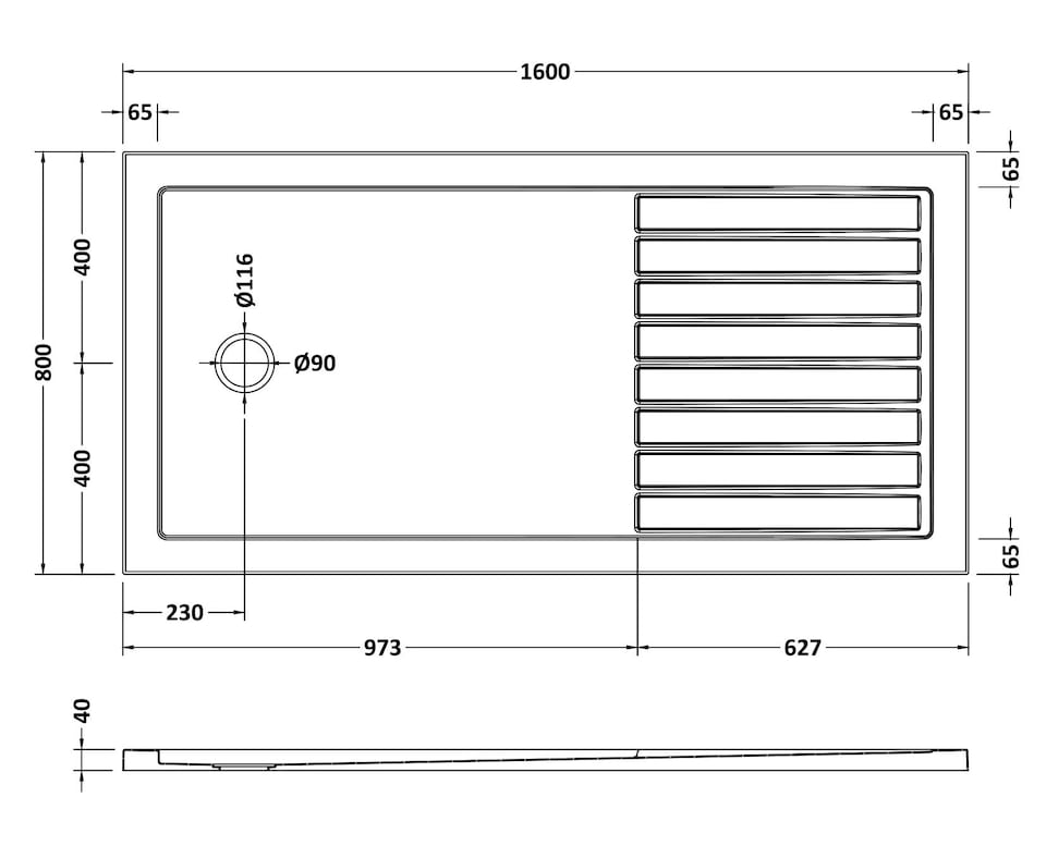 image 1 of Premium Walk In Shower Tray White 1600mm x 800mm | White | White | 1