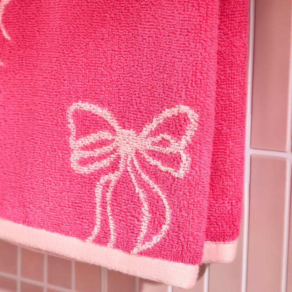 image 1 of OHS Bows 100% Premium Cotton Hand Towel Hotel Quality Soft Absorbent | Pink | Hand towel