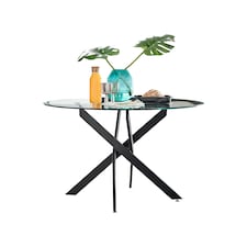 Furniturebox Novara Round Black Leg 120cm Dining Table