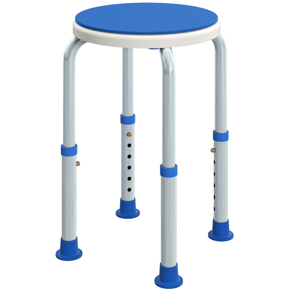 image 1 of HOMCOM 360 Degree Swivel Shower Stool with Non-Slip Feet for Disabled, Blue