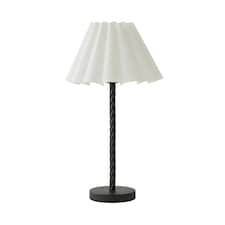 ValueLights Maura Matte Black Twist Table Lamp White Pleat Shade | Black