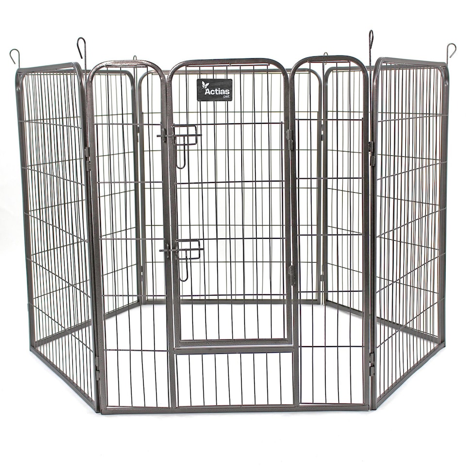 image 1 of Actiaspet - Heavy Duty Metal Pet Playpen 6 Panel Dog Run Enclosure with Door (Black, Large, 6)