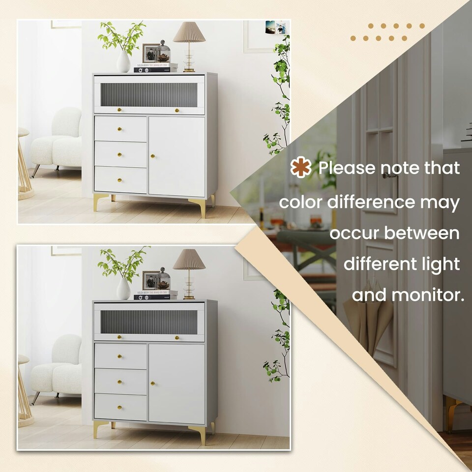 image 1 of COSTWAY Chest of Drawers Storage Cabinet w/Pull-out Drawers Grey