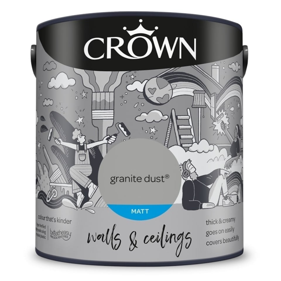 image 1 of Crown Walls & Ceilings Matt 2.5L Granite Dust