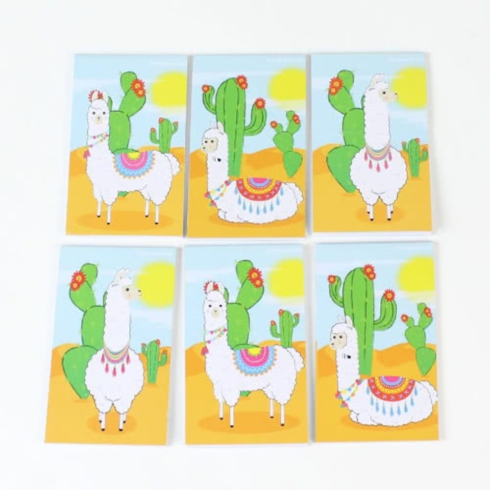 Assorted Llama Mini Notebooks - Pack of 6