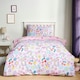 image 1 of OHS Positive Vibes Printed Duvet Cover Set - Multi Multi | Pink/Purple | Single