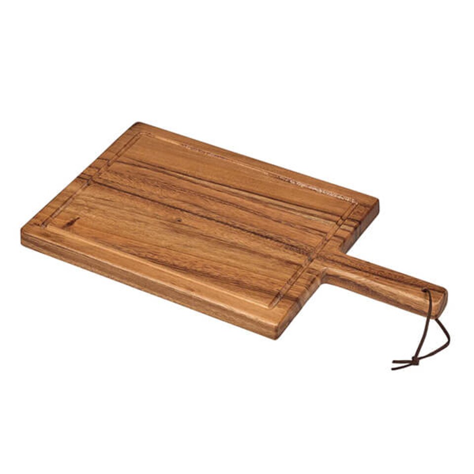 image 1 of Tala Large Lacquered Acacia Chunky Handled Board with Groove & Leather Tie