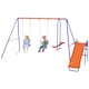 image 1 of Outsunny 4 in 1 Metal Kids Swing Set w Double Swings, Glider, Slide, Ladder