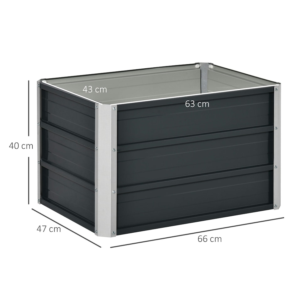 image 1 of Outsunny Raised Garden Bed Metal Planter Box for Vegetables Flower