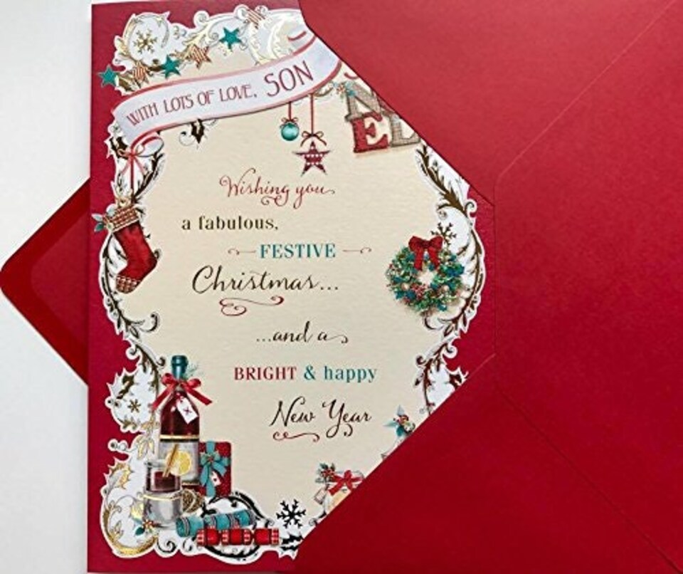 image 1 of Nice Verse & Gold Foil Quality Greeting Card With Lots of Love - SON