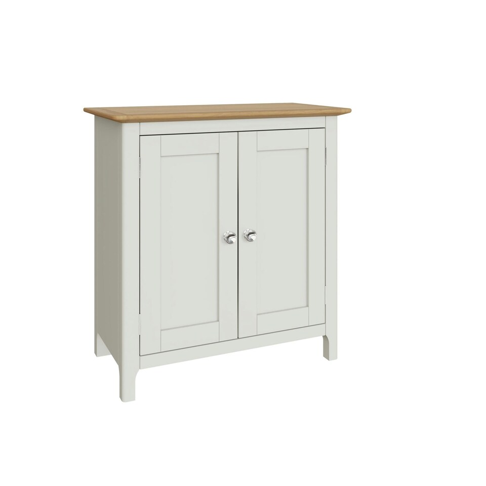 image 1 of Taberno Oak 2 Door Compact Sideboard Linen White White