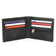 Personalised Black Leather Wallet | Black