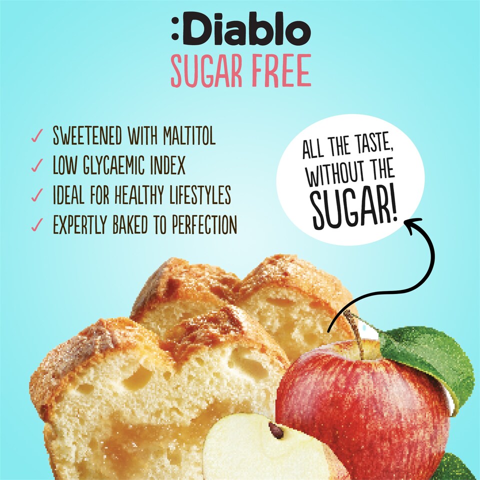 image 1 of Diablo No Added Sugar Apple Cake 450g 3 Pack