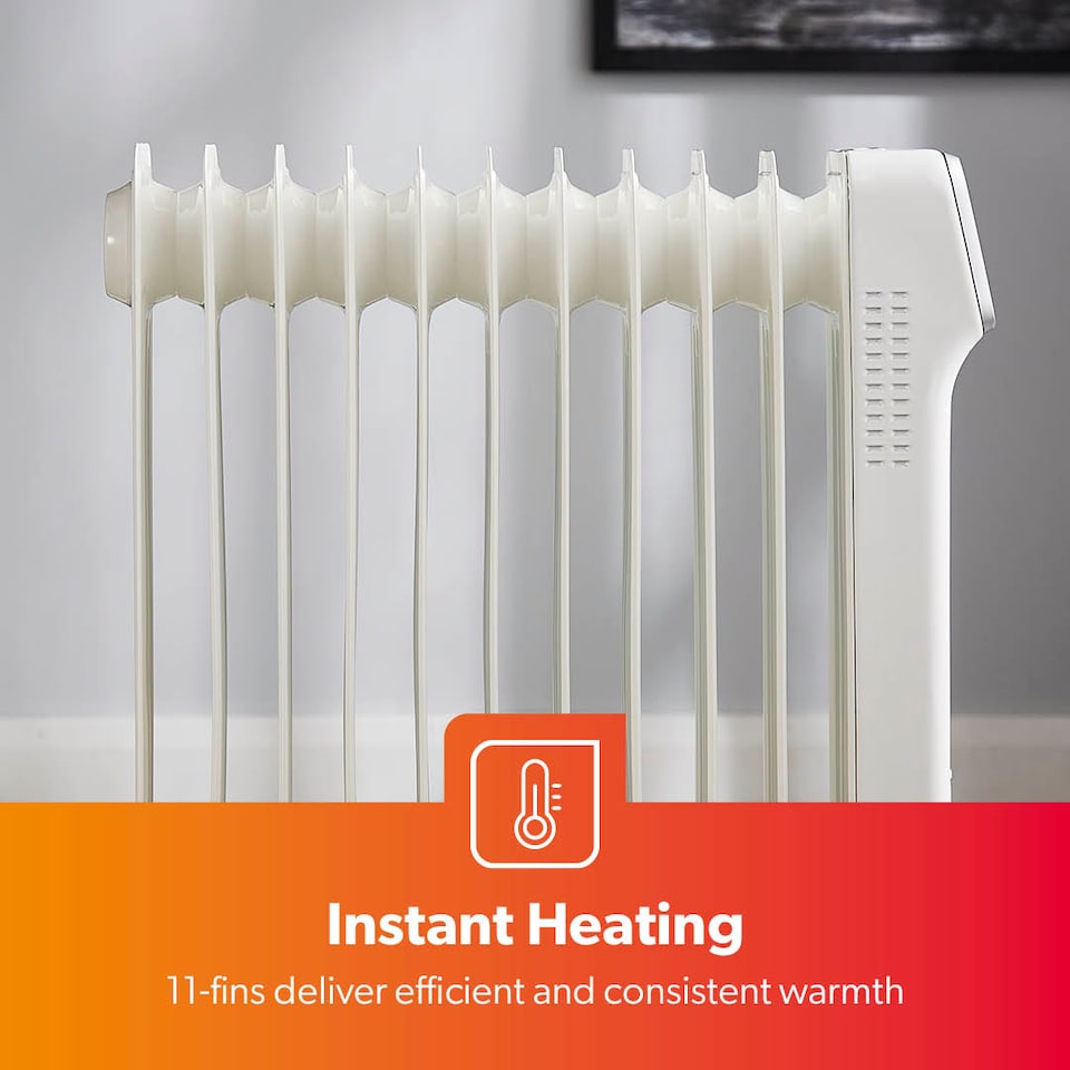 image 1 of GEEPAS 11 Fin Digital Oil Filled Radiator Heater 2500W White