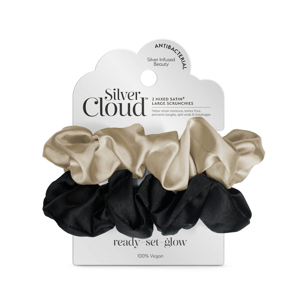 image 1 of Large Scrunchie Two-Pack - Black & Caramel