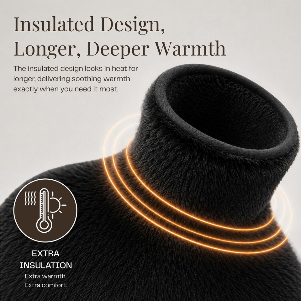 image 1 of 2L Hot Water Bottle - Luxury, Soft and Washable Hot Water Bag for Hot and Cold Compress