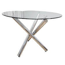 Dining Table Clear Glass Kitchen Place for 4 Seats, Dining Table Only (Clear H 75 x L 90 x W 90 cm) Clear