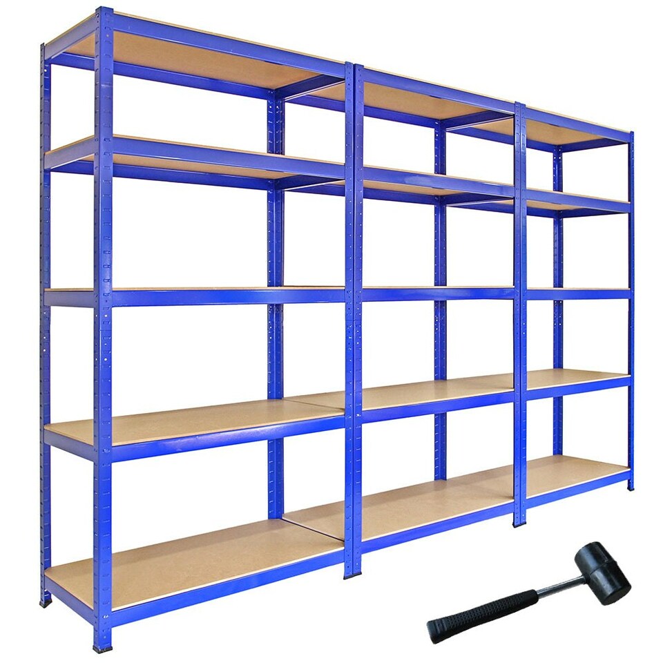 image 1 of 3 x Monster Racking T-Rax Metal Storage Shelves, Blue, 90cm W, 45cm D Blue