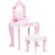image 1 of ZONEKIZ Kids Vanity Set w Mirror, Drawer, Cute Patterns, for Girls - Pink | Pink | White
